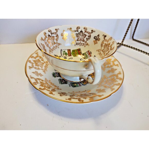 Vintage Paragon Cup & Saucer Canadian Provinces Coats of Arms 1960's  set of 2 - Picture 11 of 12